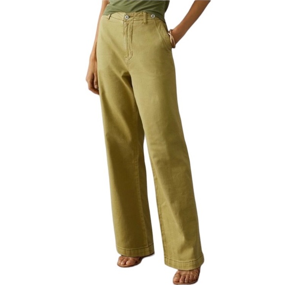 NWT Anthropologie Pilcro Holly Slouchy Chino Pant in Green Size 28 - Picture 1 of 9